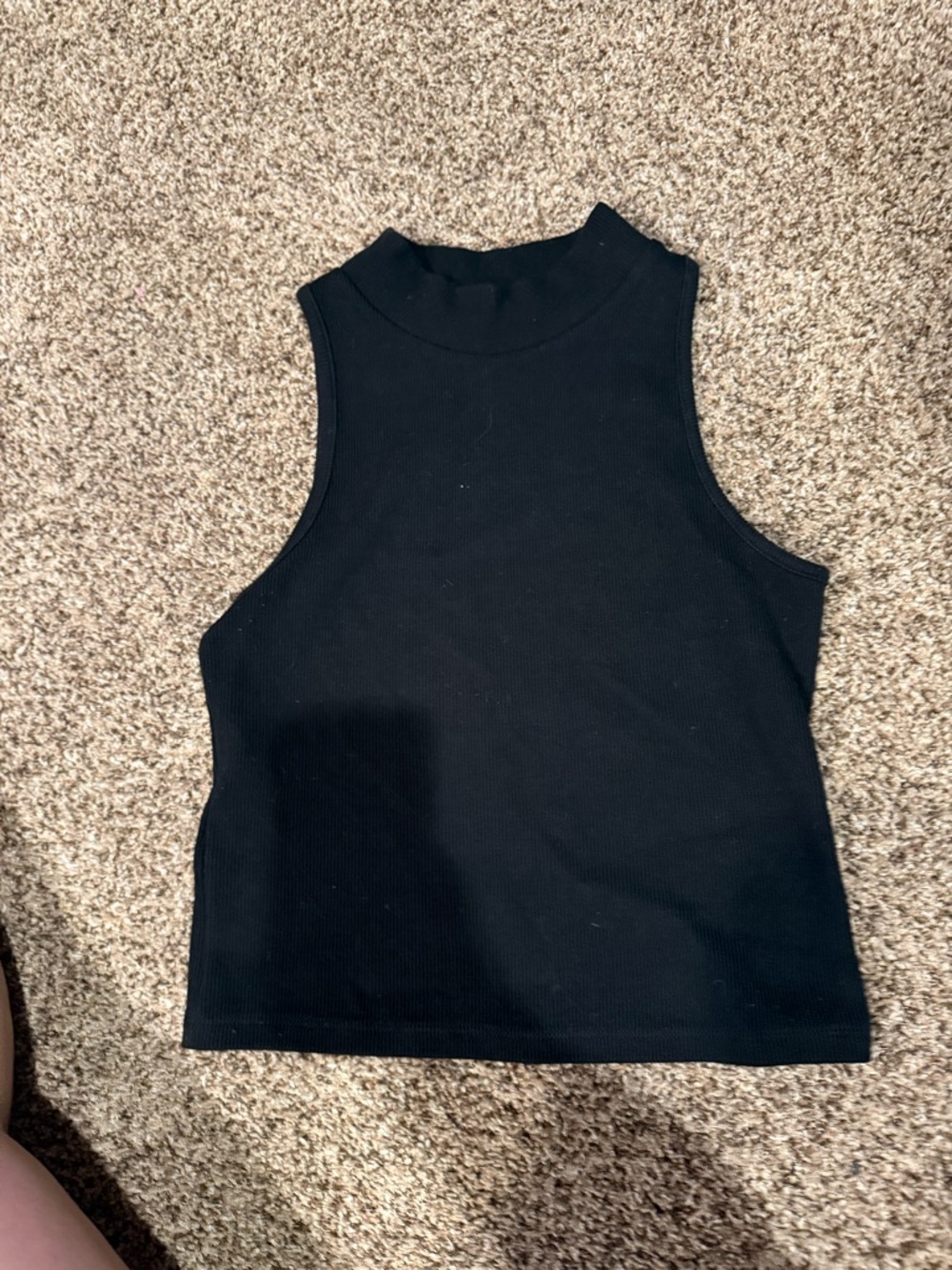 a new day Black Ribbed Mock Neck Sleeveless Crop Tank